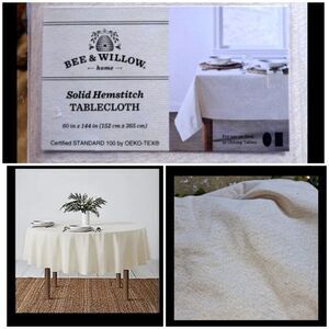 Bee & Willow Solid Hemstitch Tablecloth Vanilla Ice Gold NWT